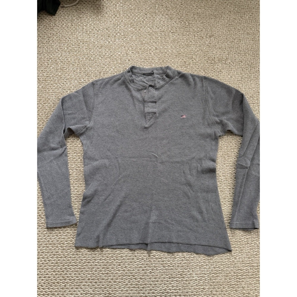 Men's Vintage Ralph Lauren Polo Ribbed Henley Long Sleeve Shirt. Grunge . LG - Picture 2 of 7